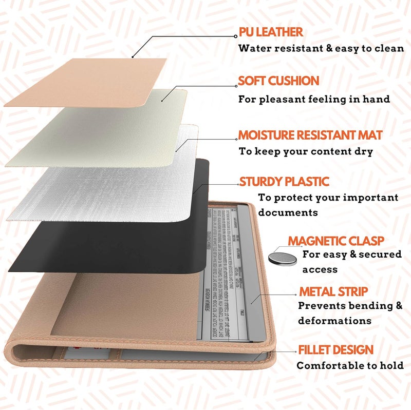 MOTO4X Premium Leather Magnetic Shut Car Registration & Insurance Card Holder, Glove Box Organizer for License, Cards & Documents: Beige - Image 5